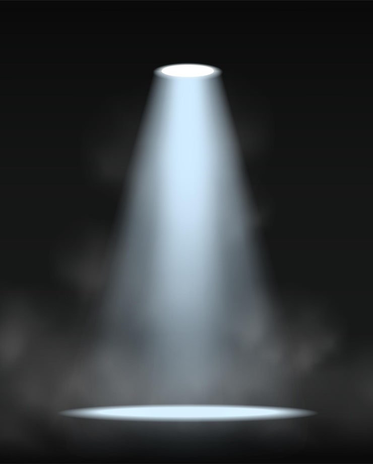 realistic vector icon illustration stage spotlight lamp with cloud fog dark background_134830 1829